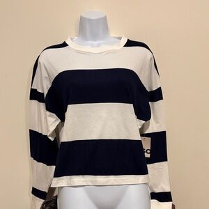NWT SO Women’s Navy/White Long Sleeve Striped Top in Size Medium